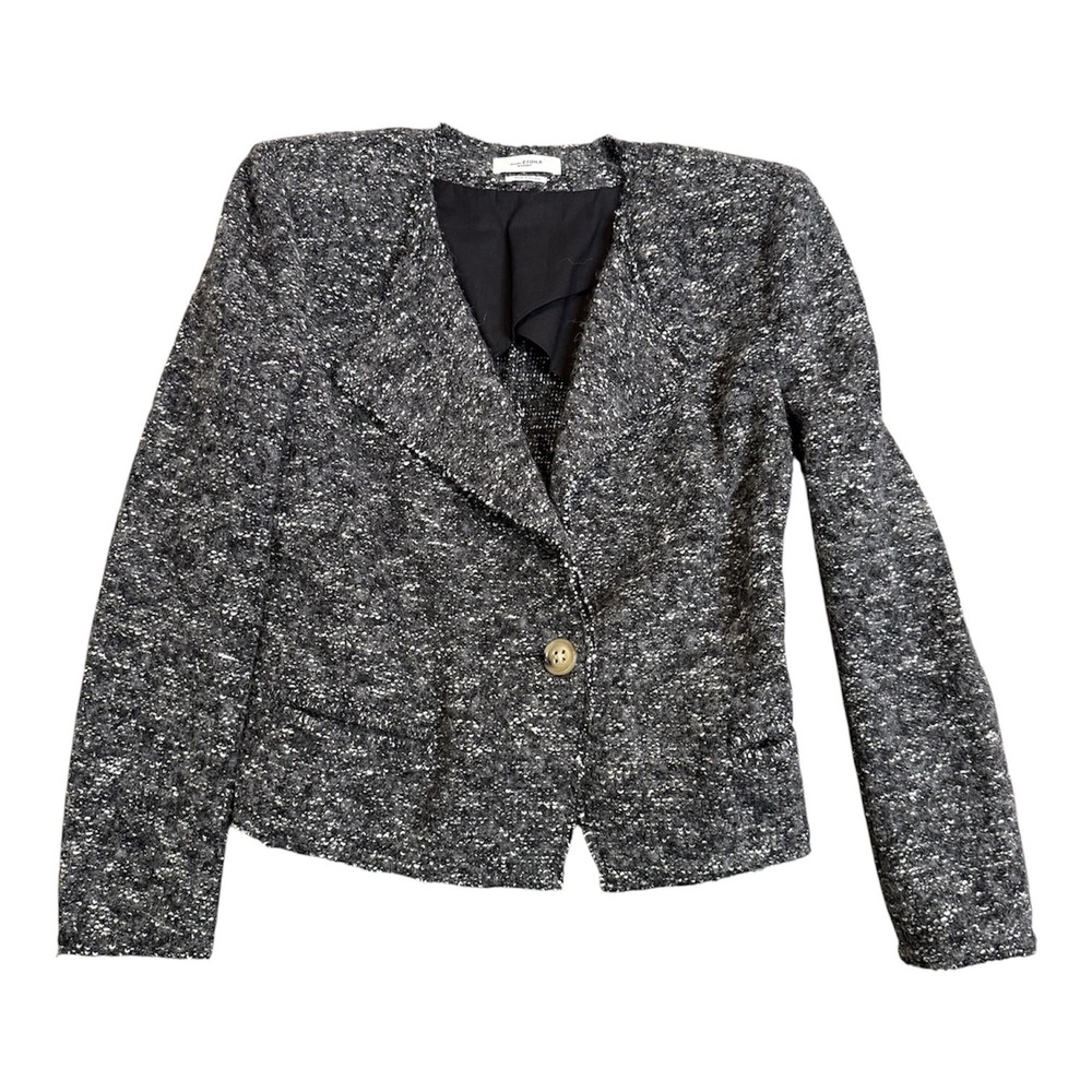 Isabel Marant Etoile Blazer Womens 44 L Grey Boucle Wool Single Button Jacket